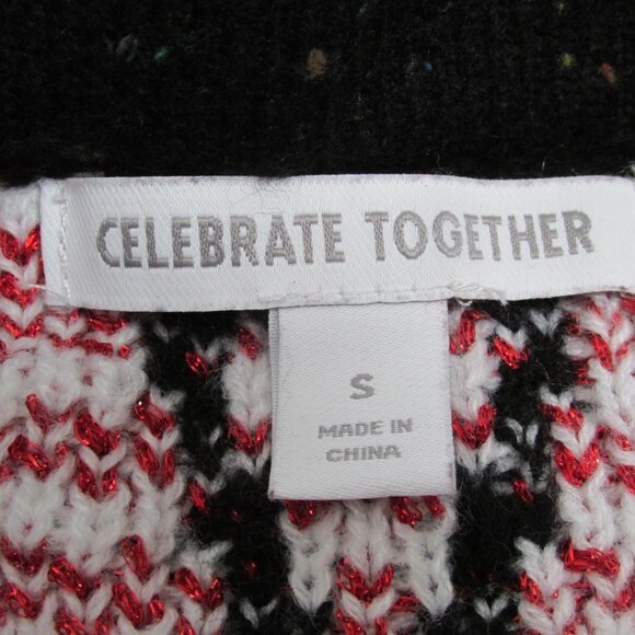 Celebrate Together Pull On Christmas‎ Skirt Womens Small Black Candy Cane Hearts - Picture 2 of 4